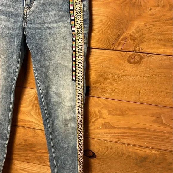 Anthropologie Pilcro Womens Jeans slim boyfriend embroidered sides stripe 26 Y2K - Picture 3 of 12